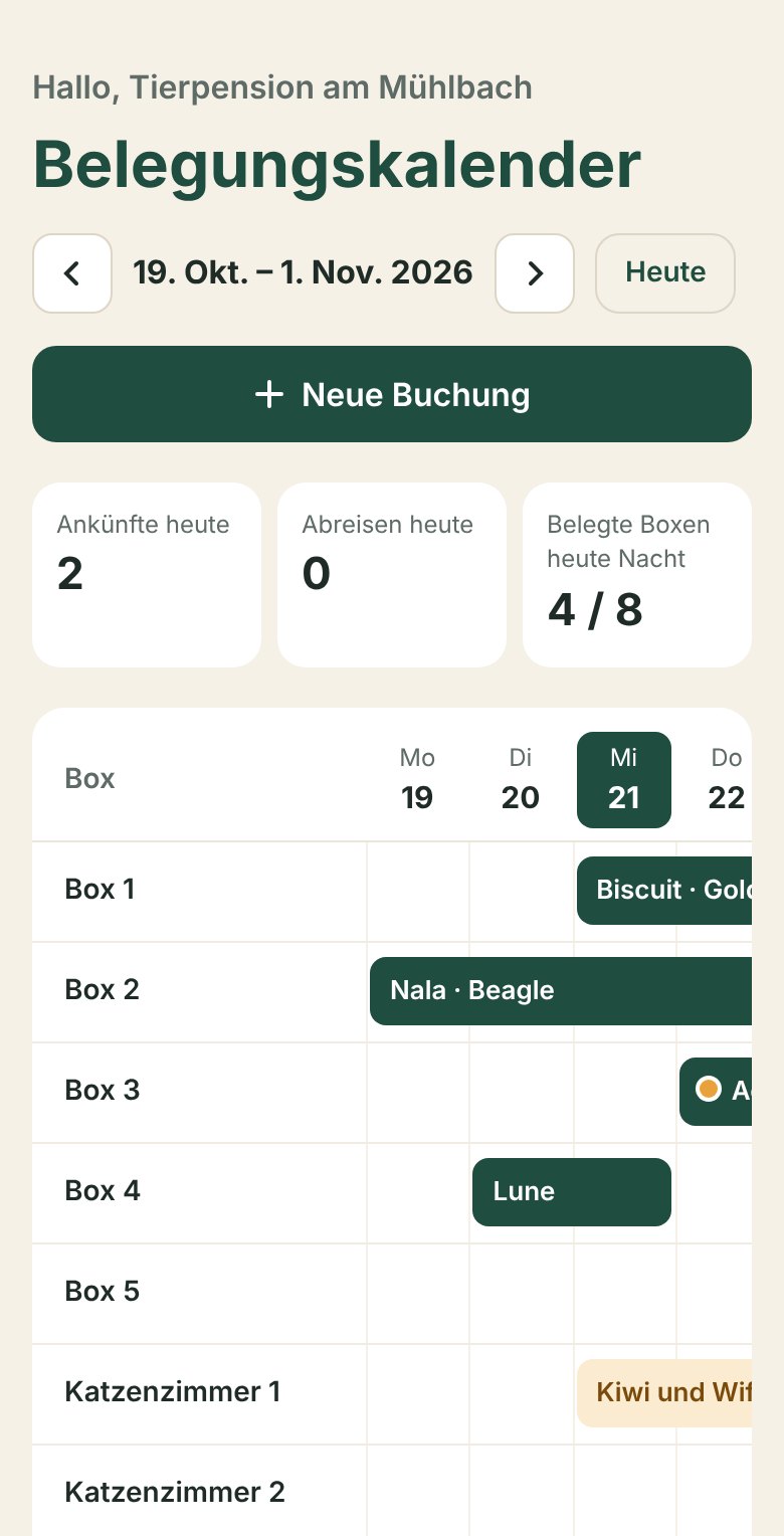 Nichée auf dem Handy: der Belegungskalender mit den Ankünften und Abreisen des Tages
